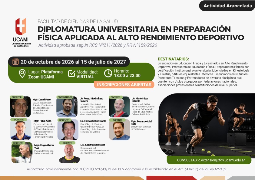 Se encuentran abiertas las inscripciones a la Nueva Diplomatura Universitaria en Preparación Física Aplicada al Alto Rendimiento Deportivo 3